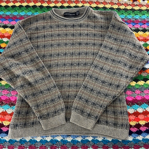 Vintage Sweaters - Vintage USA Made Croft & Barrow Neutral Grandpa Oversized Pattern Retro …